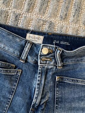 Anthropologie Pilcro Medium Wash Utility Front Seam Straight Leg Jeans Size 24